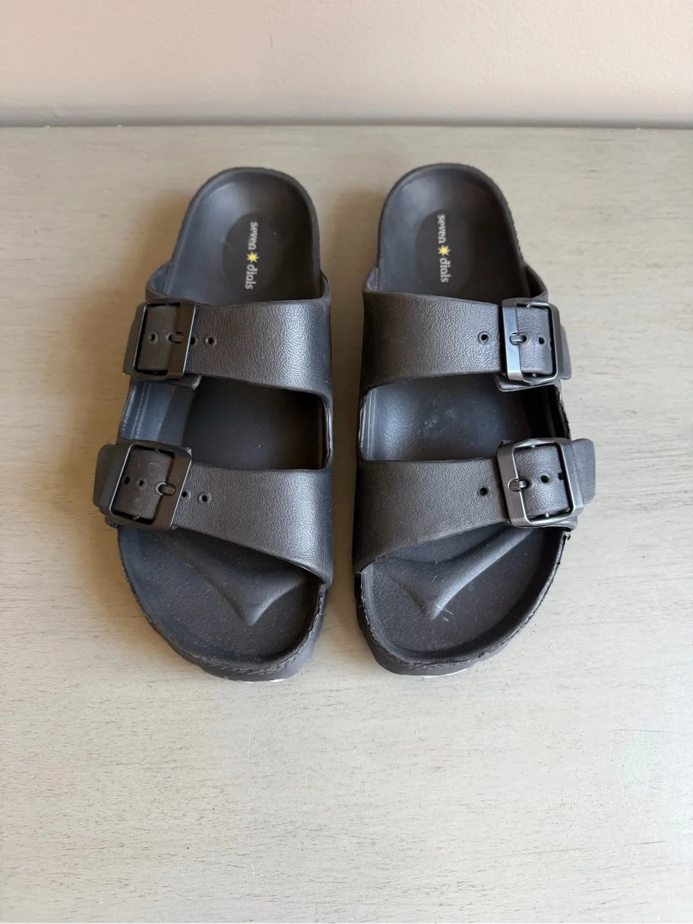 Seven Dials Black Double Two Buckle Slip-On Slide Sandals Women Size 6 Summer